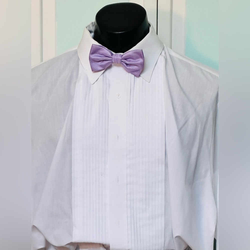 Lavender Light Purple Lilac Bow tie Wedding Prom Tux Herringbone Pocket Square
